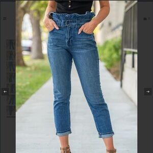 High Rise Paper Bag Belted  Hidden Jeans